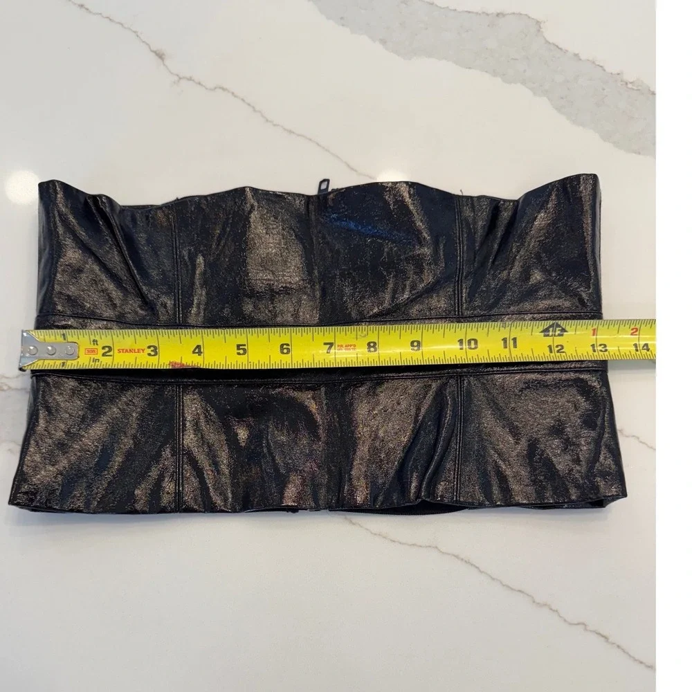 Black Faux Leather Strapless Waist Belt